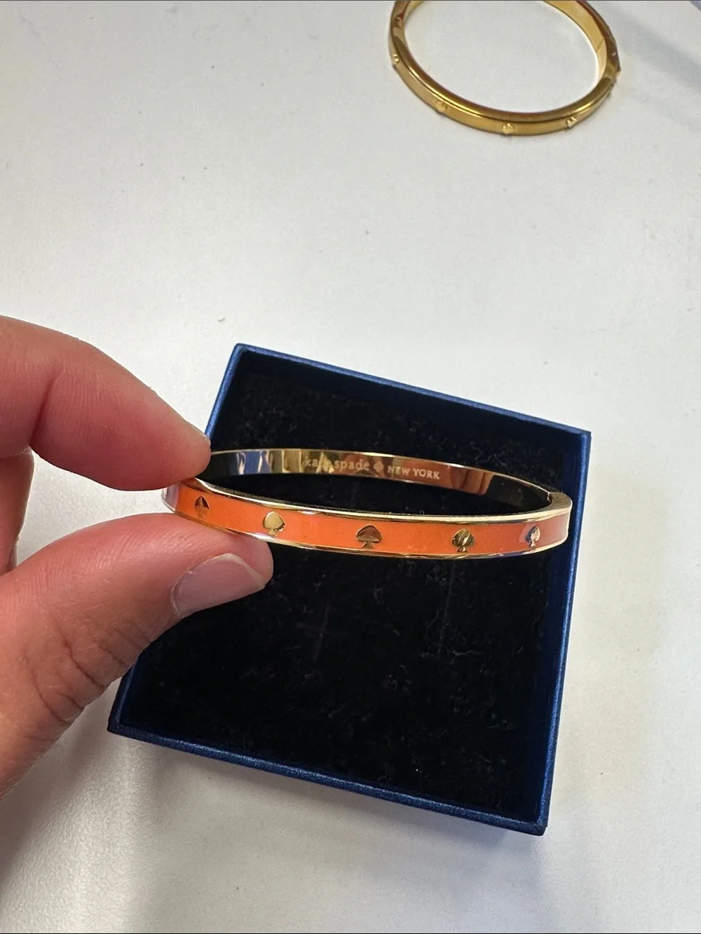 kate spade Orange Enamel Spade Stud Bangle Bracelet